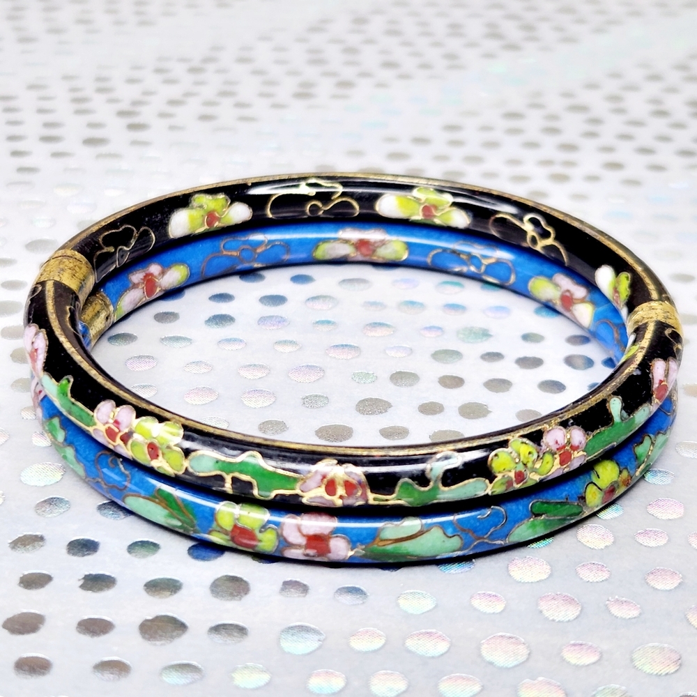 Vintage Cloisonne Enamel Bangle Bracelets